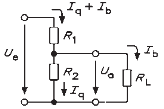 Schema electrică pentru Divizorul de tensiune cu sarcina