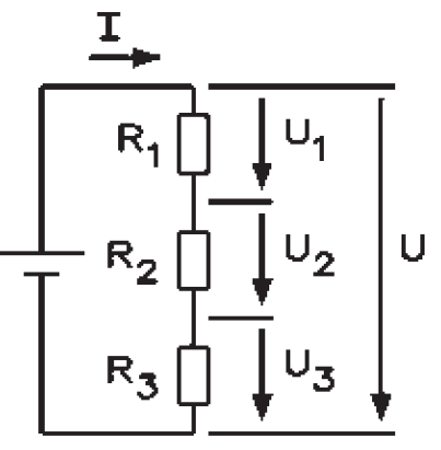 Schema electrică pentru Legarea în serie a rezistențelor