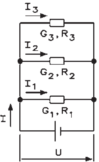 Schema electrică pentru Legarea în paralel a rezistențelor