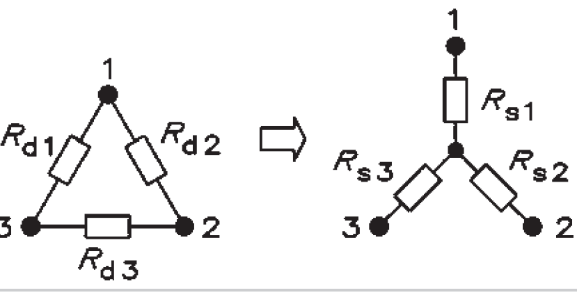Schema electrică pentru Transformarea triunghi-stea